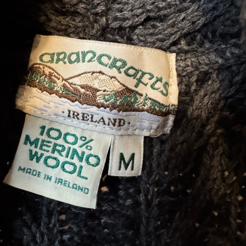 Aran Crafts Merino Wool Open Front Cardigan with Pockets NWOT Medium - Picture 5 of 5